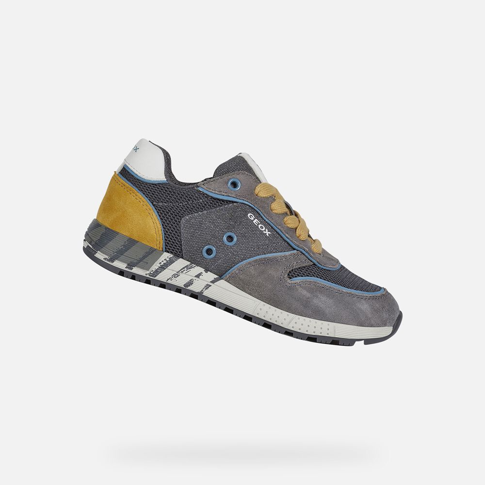 Geox Sneakers Grey/Yellow Alben - Geox Boys Shoes - FLZWBH381